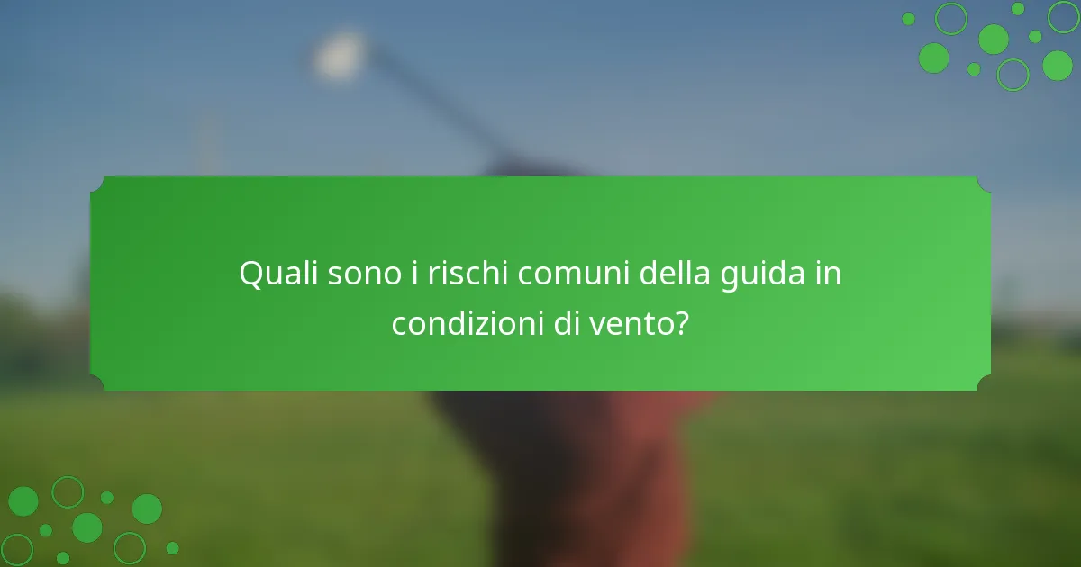 Quali sono i rischi comuni della guida in condizioni di vento?